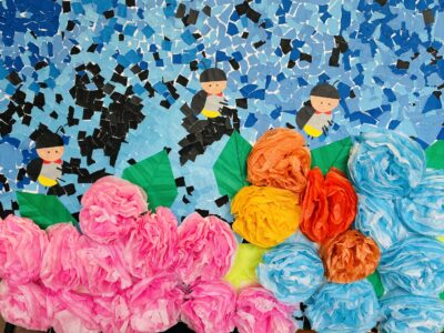 紫陽花の壁画
