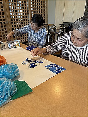 紫陽花の壁画